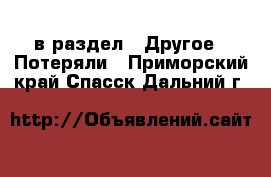  в раздел : Другое » Потеряли . Приморский край,Спасск-Дальний г.